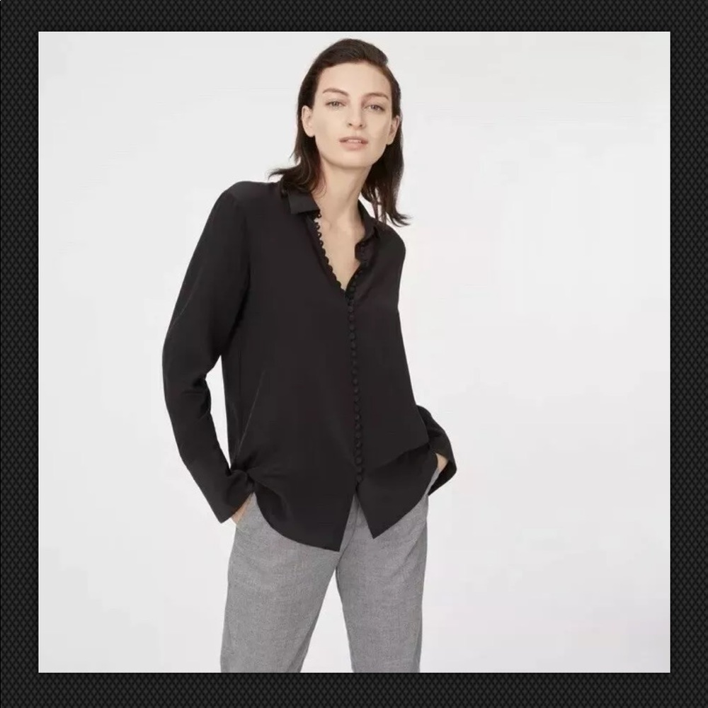 Club Monaco Helek Silk Shirt- NWT! Black, Medium